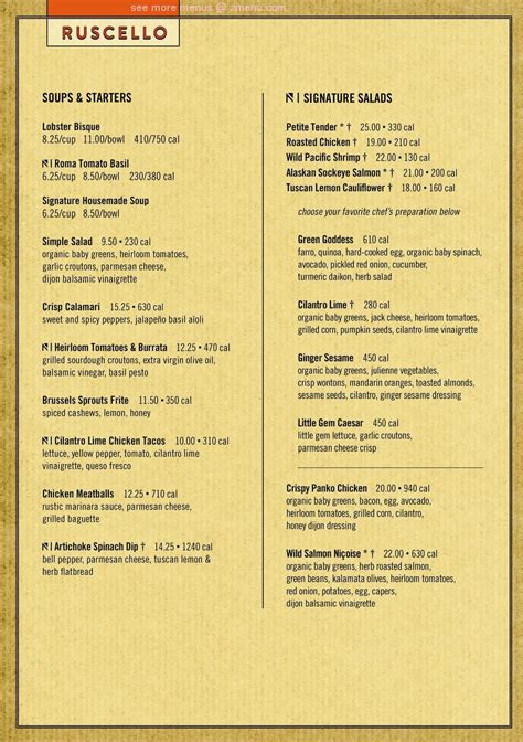 Exploring the Artisanal Ruscello Menu: Indulge in Culinary Delights