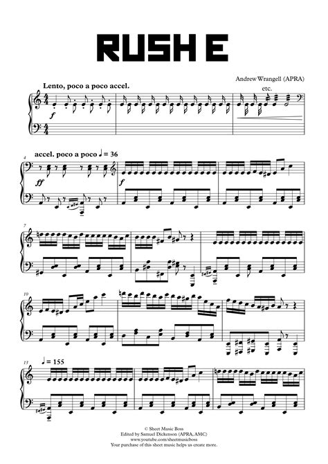 rush e piano sheet music