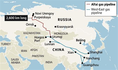 russia china gas pipeline map