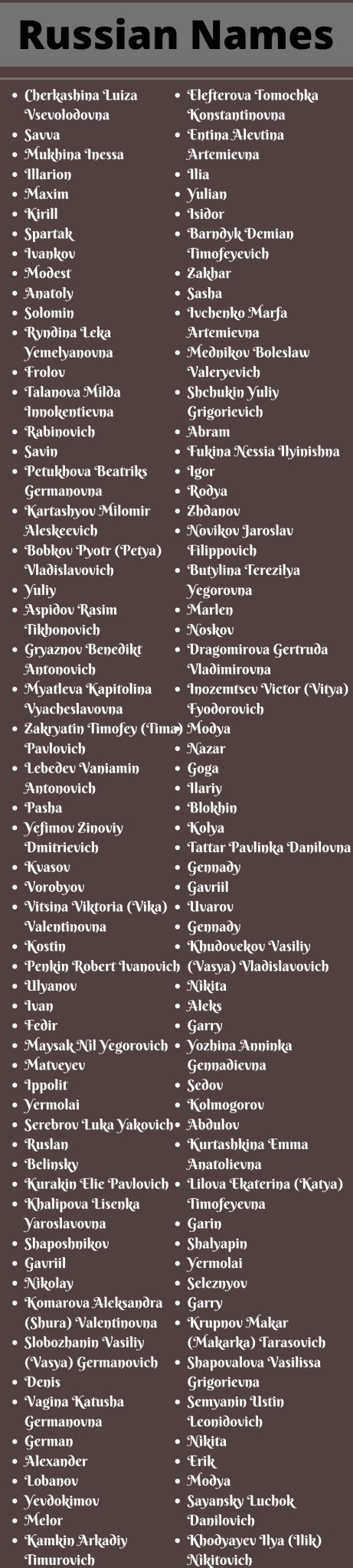 russian names that mean dark