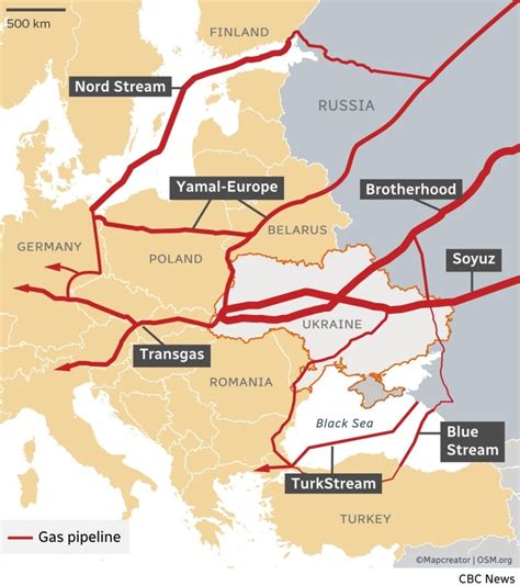 russian pipelines to europe