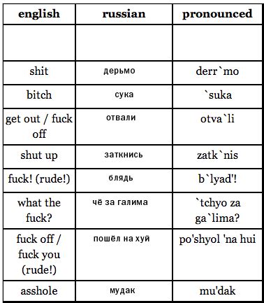 russian swear words english letters