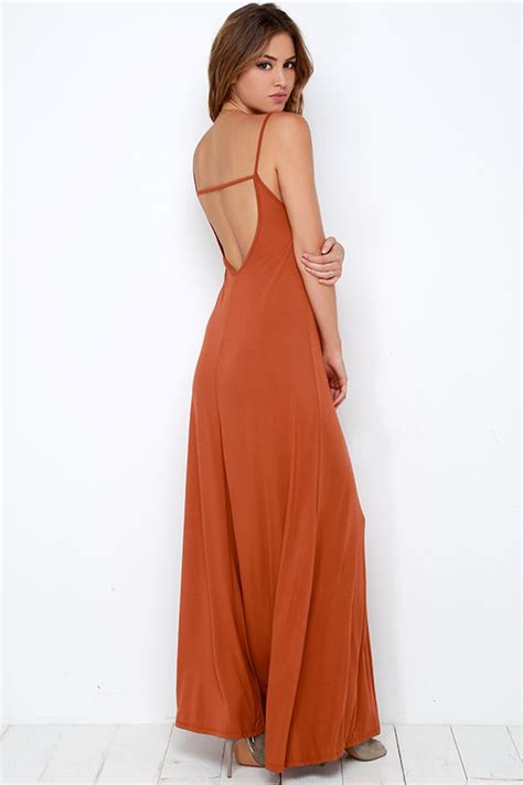 Rust Orange Dress Maxi Dress Boho Dress 45.00