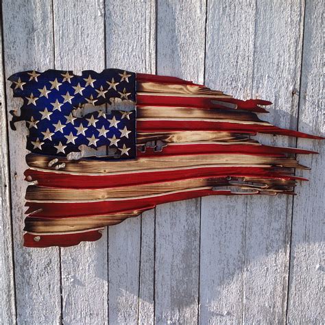 rustic american flag wood art