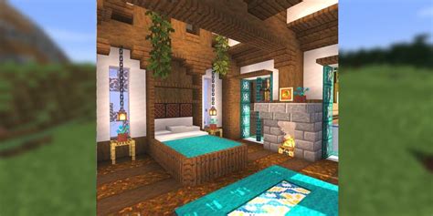 Rustic and earthy bedroom in Minecraft