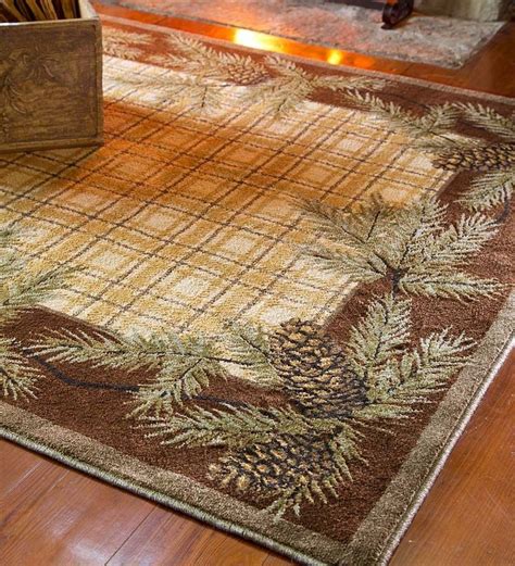 rustic area rugs with pine cones