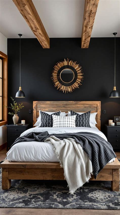 rustic black bedroom
