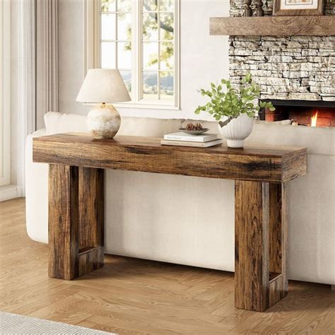 rustic brown console table