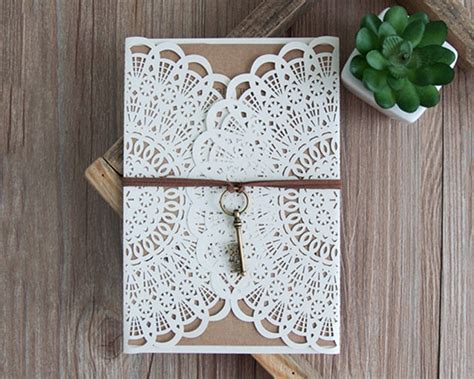 Rustic Romance Laser Cut Sleeve Wedding Invitations