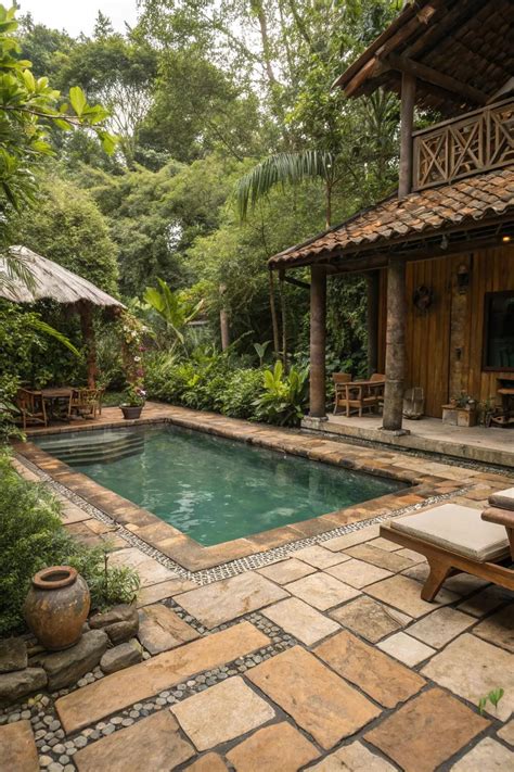 rustic pool area