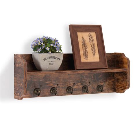 Rustic Shelf With Hooks