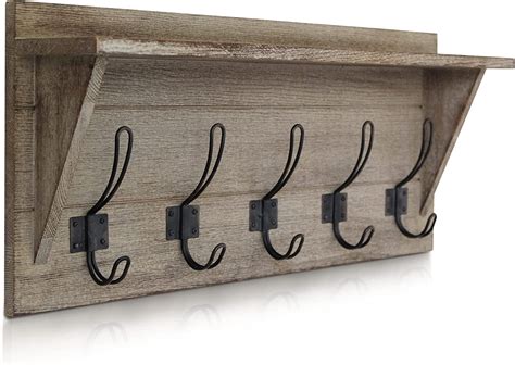 Rustic Wall Mounted Coat Rack Shelf