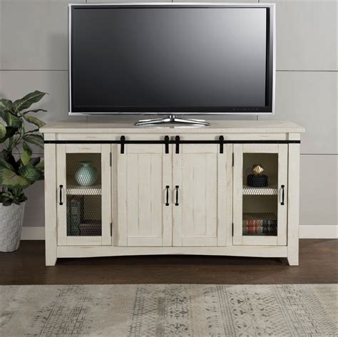 rustic white wood tv stand