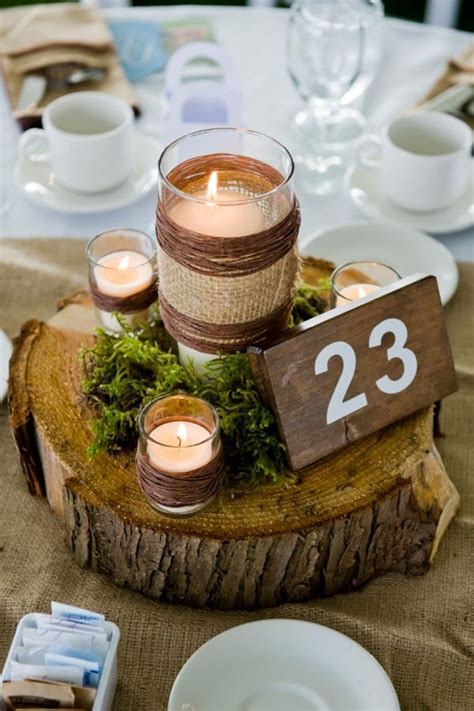rustic wood slabs for centerpieces