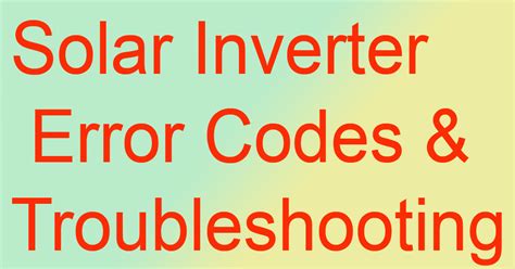 Rv Inverter Error Codes