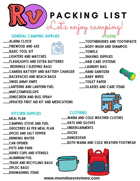 Rv List Of Things To Bring