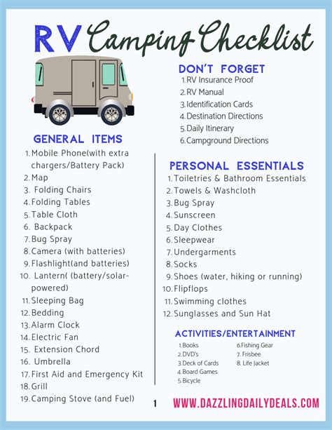 Rv Setup List