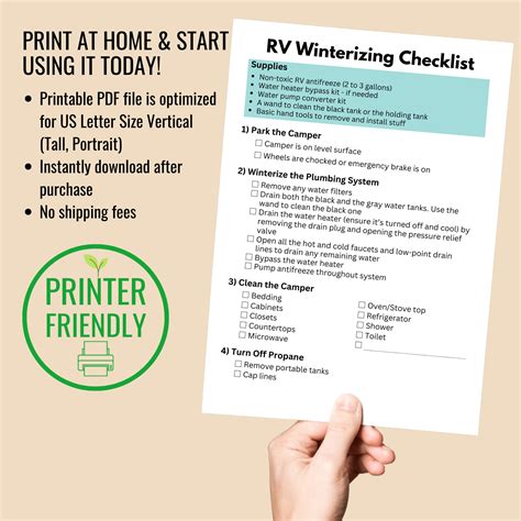 Rv Winterizing Checklist Pdf