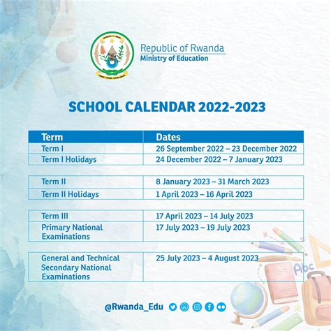 rwanda school calendar 2022-23
