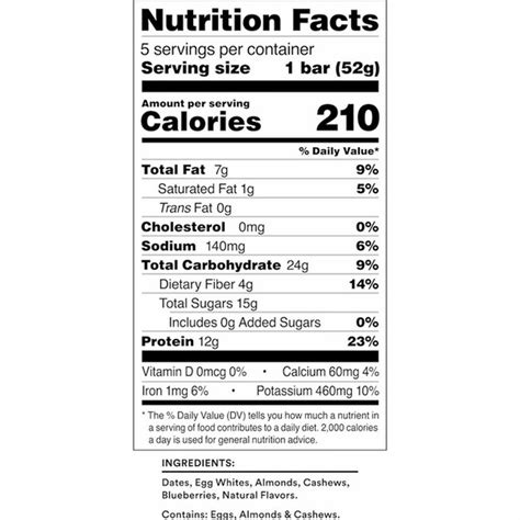 rxbar nutrition label