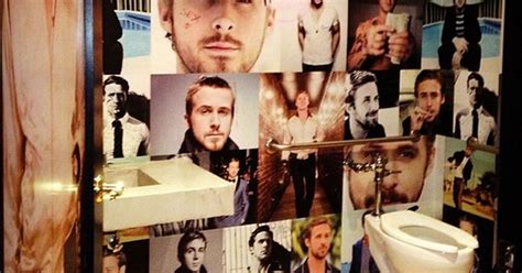 Behold, it's the ultimate Ryan Gosling bathroom shrine in all its
