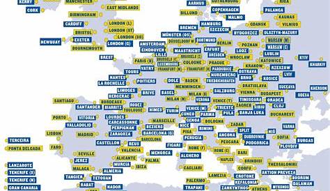 Ryanair route map from London Stansted