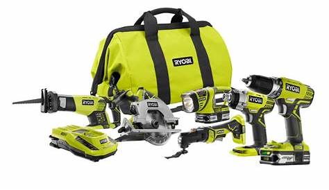 Ryobi 18 Volt One Lithium Ion Cordless 6 Tool Combo Kit With 2 1 5 Ah Batteries Dual Chemistry Charger And Tool Bag