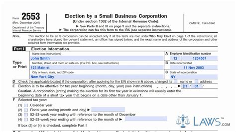 s corporation tax election with form 2553