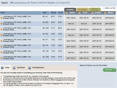 saa flights booking policy