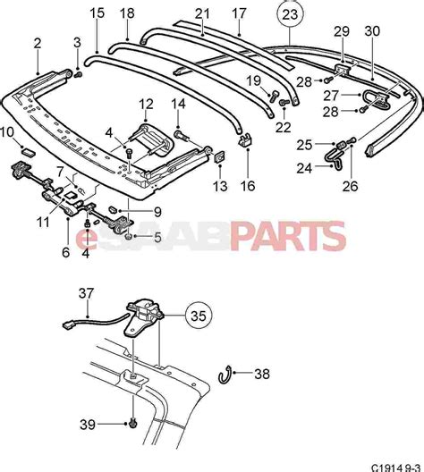 saab convertible top parts