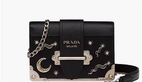 Prada Cahier Astrology Velvet Shoulder Bag Black (Nero) in