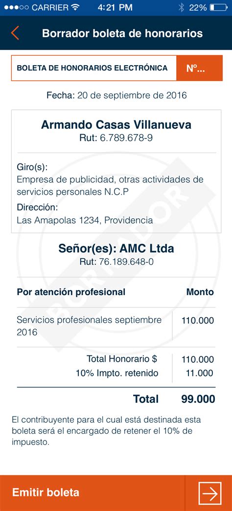 sacar boletas de honorarios sii