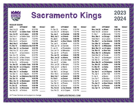 sacramento kings home schedule 2023-24