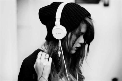 Sad Girl Listening to Music