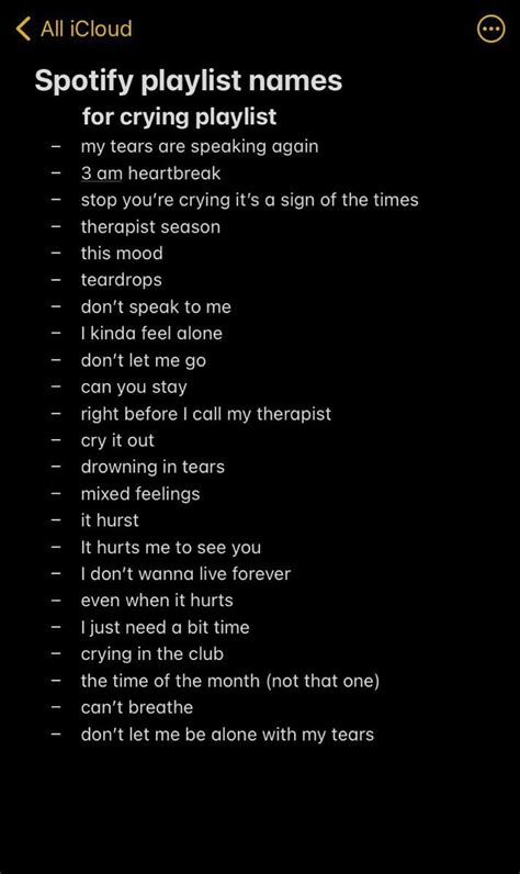 sad names for a playlist