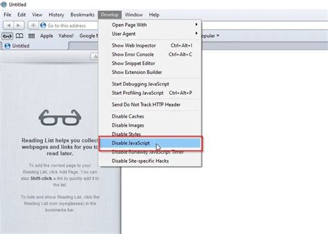 safari disable javascript for site