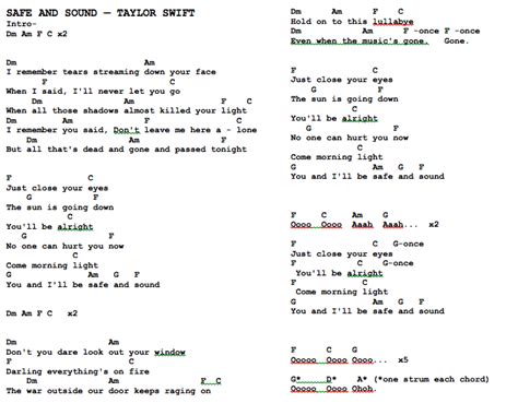 Safe and Sound Chords