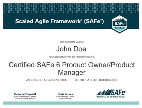 Safe Certification Product Owner