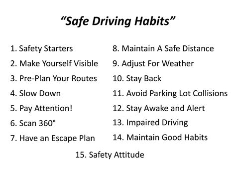 safe driving habits