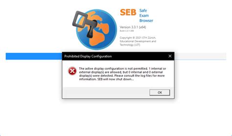 safe exam browser display configuration error