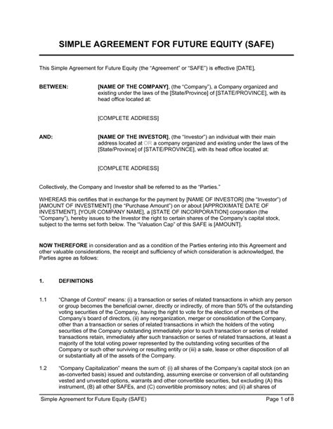 safe simple agreement for future equity