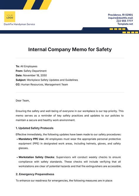 Safety Alert Memo Template