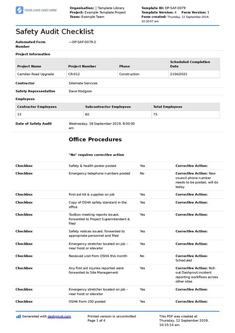 safety audit example
