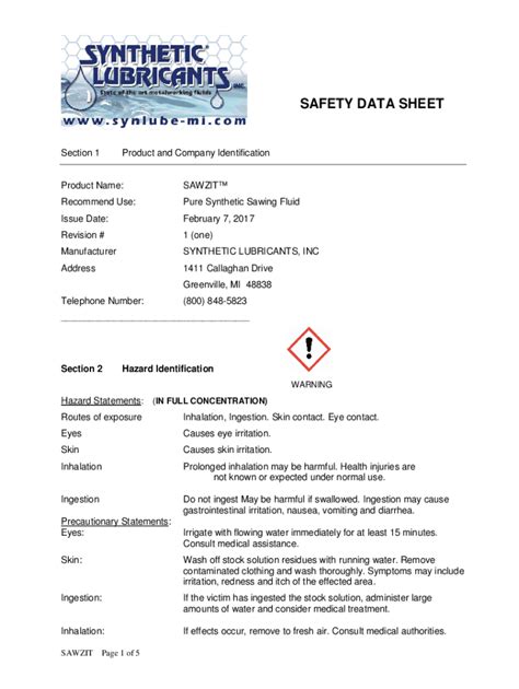 Safety Data Sheet Database