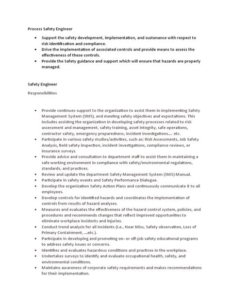 Safety Engineer Responsibilities Pdf