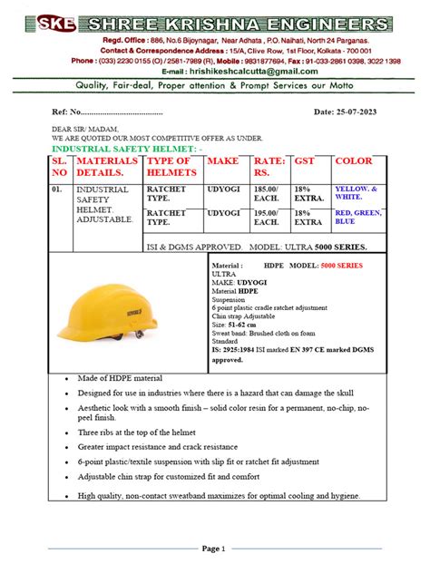 Safety Equipment Quotation