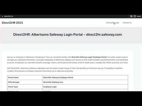 safeway direct2hr login