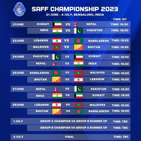 saff championship 2023 india fixtures