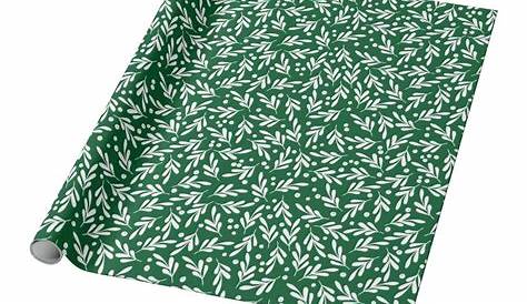 Joy Script Green Sage Floral Foliage Christmas Wrapping Paper