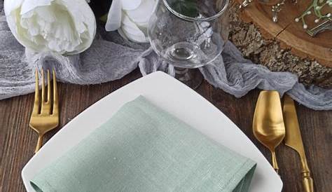 Napkins sage green, Cloth napkin set, Linen viskose napkins, Wedding